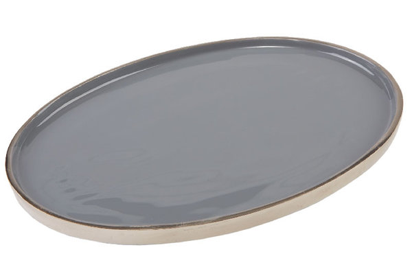 Tablett Allure Grey oval klein Aluminium grau / silber