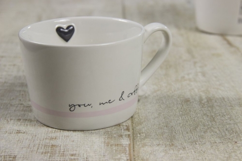 Mug Kaffeebecher Tasse von BC rosé Streifen "you, me & coffee"