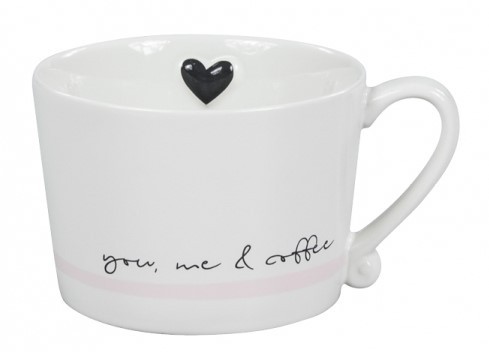 Mug Kaffeebecher Tasse von BC rosé Streifen "you, me & coffee"
