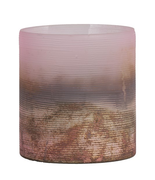 Teelicht Ø 10 x 11 cm glas matt, rosa, kupfer