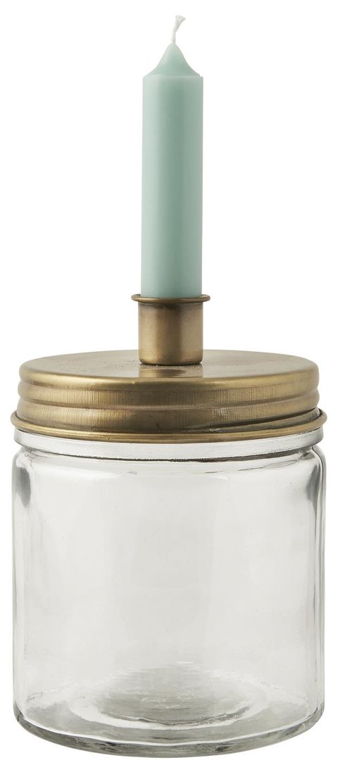 Kerzenhalter für Stabkerzen Metalldeckel (messingfarben)